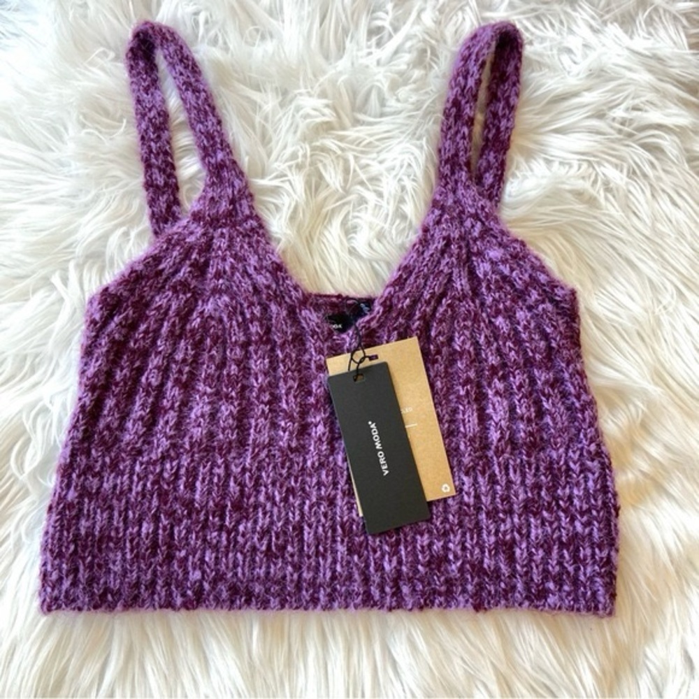 New Vero Moda purple knit crop top